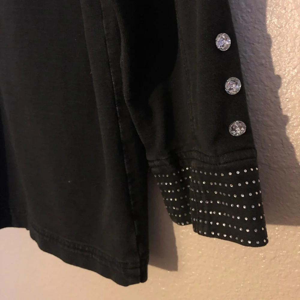 Black Stretch Denim Jacket Coat by Dream Jeannes - Picture 4 of 5